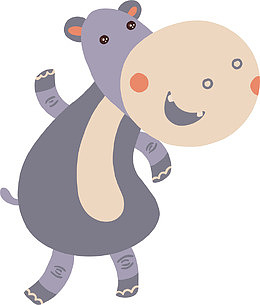 手绘卡通可爱河马