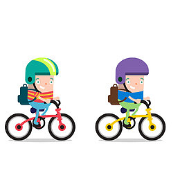 骑自行车的小孩矢量图