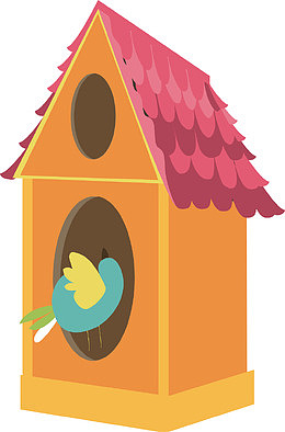 鸟窝森林动物卡通插画素材