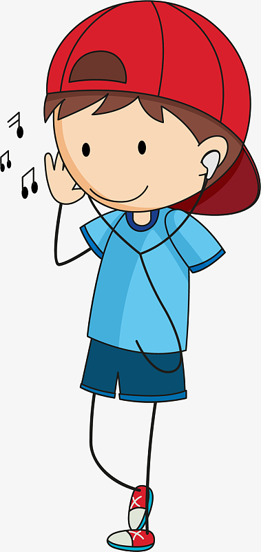 听音乐的矢量男孩png卡通手绘听歌的男孩png听着音乐起舞的小猫psdpng