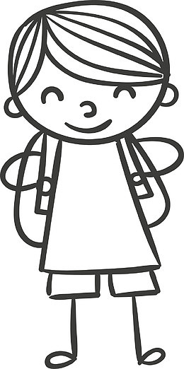 背着书包的手绘小女孩