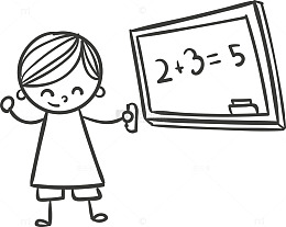 手绘做数学题的小女孩
