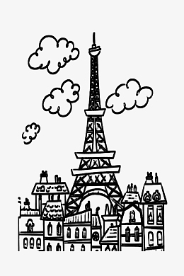 手绘 铁塔风景 东京建筑