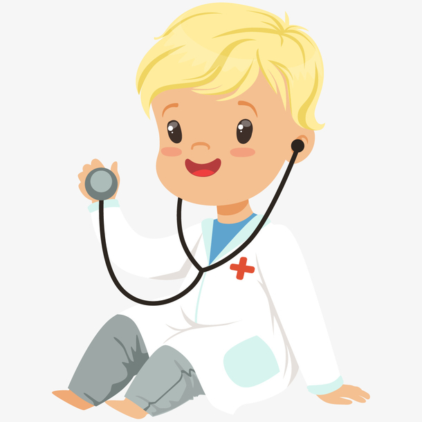 拿着听诊器的男孩医生