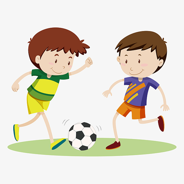儿童玩耍踢足球矢量