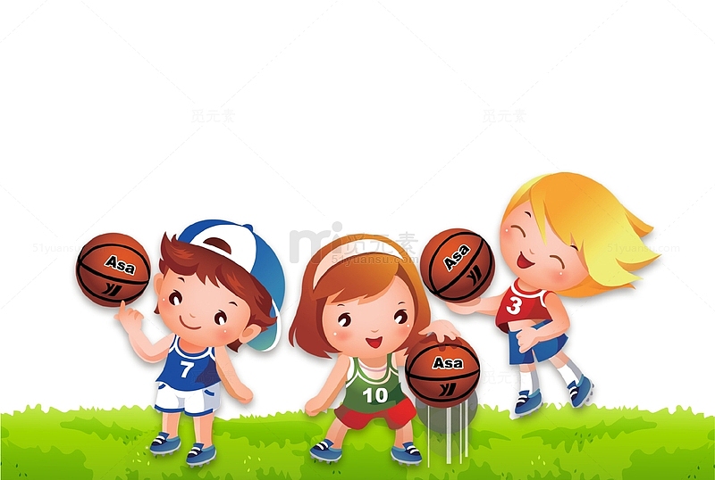 卡通儿童篮球运动插画