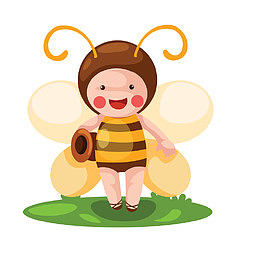 卡通穿小蜜蜂服装的儿童