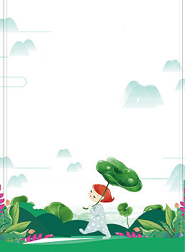 下雨天孩童谷雨装饰