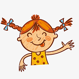 卡通手绘绑辫子的女孩人物