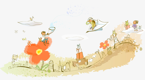 卡通儿童嬉闹插画矢量图