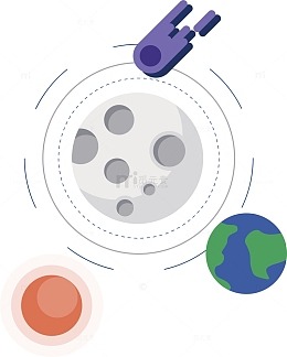 星球卫星卡通宇宙星球飞船矢量元
