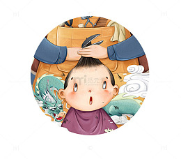手绘龙抬头理发图标