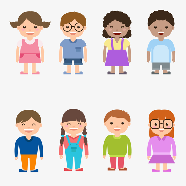 扁平化儿童设计矢量图