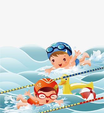 卡通手绘儿童游泳比赛插画