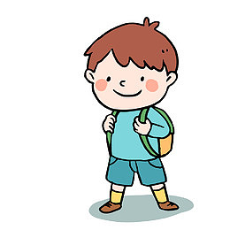 卡通背着书包上学的人物设计