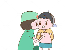 可爱插图儿科医生检查身体