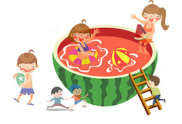 暑假小清新夏天卡通儿童