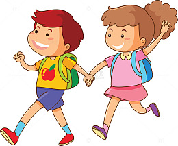 手拉手一起上学的兄妹