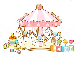 61儿童节卡通 旋转木马