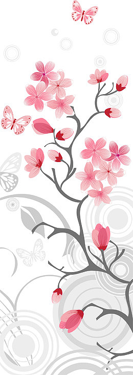 粉色蝴蝶花枝