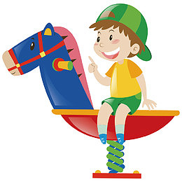 卡通可爱坐木马儿童