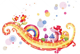 矢量儿童风彩虹桥