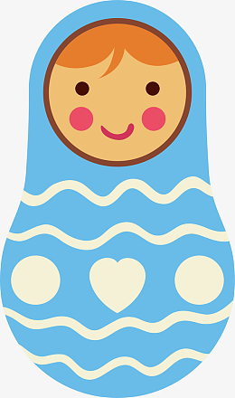 蓝色可爱微笑套娃