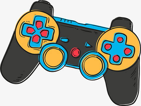 卡通png卡通小女孩玩游戏png矢量手绘游戏宝藏金币宝箱png矢量手绘