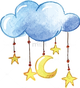 创意水彩云朵星星插画装饰