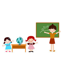 卡通幼儿园儿童与老师矢量