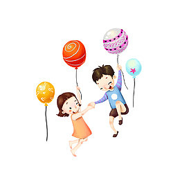 拿着气球玩耍的儿童