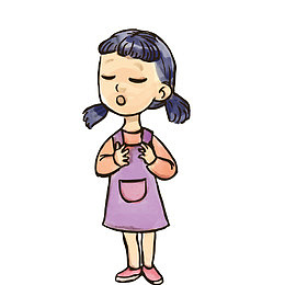 卡通水彩手绘唱歌的女孩