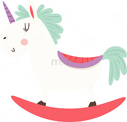 白色可爱独角兽木马