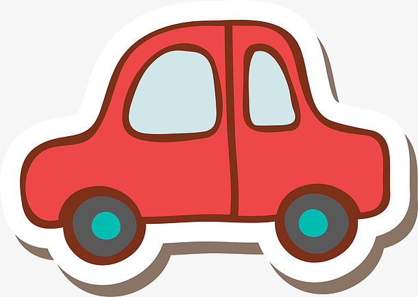 卡通可爱简笔画汽车儿童贴纸