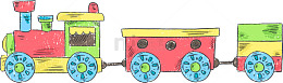 粉色水彩玩具火车