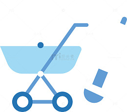 卡通可爱婴儿用品婴儿车素材