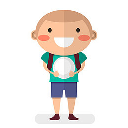 卡通小学生男孩矢量图