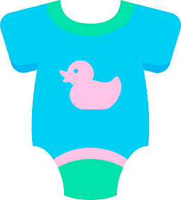 蓝色服饰卡通婴儿用品海报素材