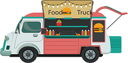 粉红色路边摊小吃车