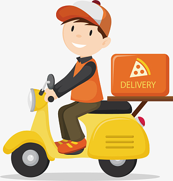 卡通外卖小哥骑电瓶车送外卖png卡通车类电瓶车插画png卡通小男孩骑着