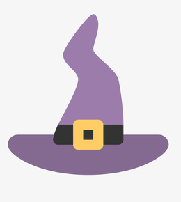 手绘卡通万圣节主题紫色巫婆帽