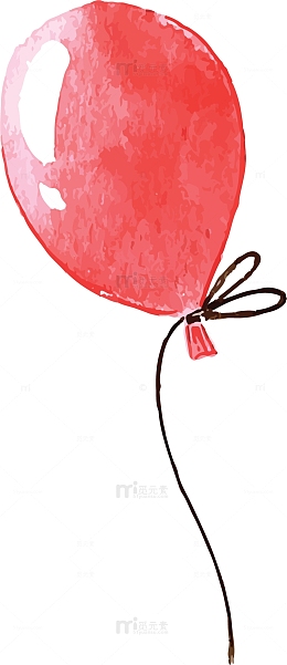 卡通水彩红色气球插画设计