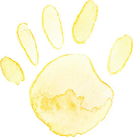 黄色水彩手掌印插画装饰