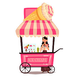 冰淇淋流动餐车矢量素材