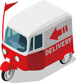 矢量红色快递三轮车