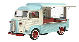 白蓝色卡通早餐车