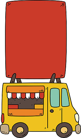 手绘餐车标题框