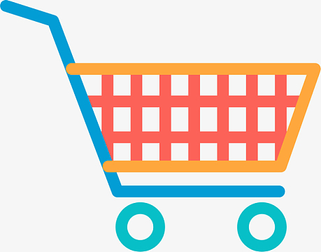 车零食矢量png卡通超市购物的女孩png推著购物车的女人aipng橙色的