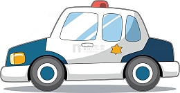 蓝白色相间色警察车