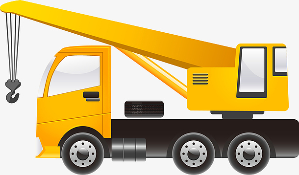 黄色卡通矢量吊车图